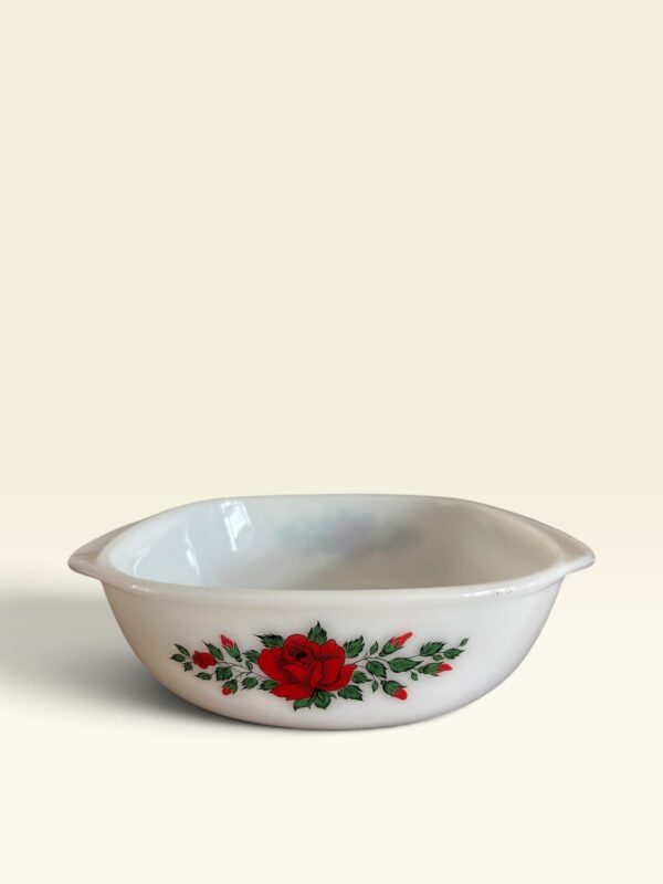 Vintage schaal met roos motief Schott & Gem
