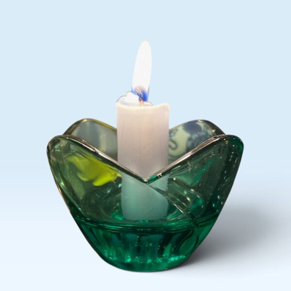 Bouquet kaarsenstandaard groen glas