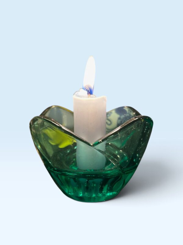 Bouquet kaarsenstandaard groen glas