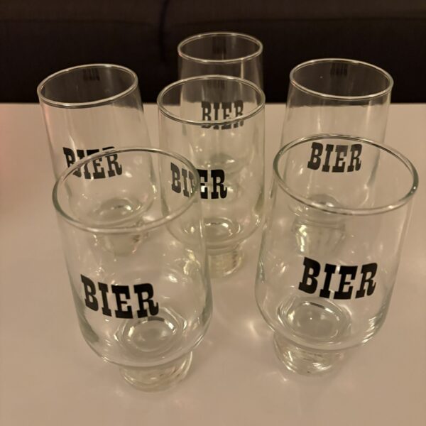 Bierglazen vintage set van 6 - Afbeelding 2