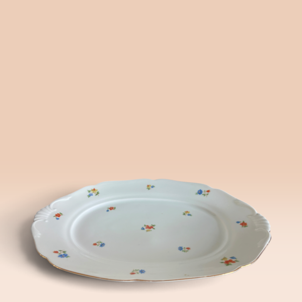 Platte Schaal van Haas & Czjzek met kleurrijke bloemetjes